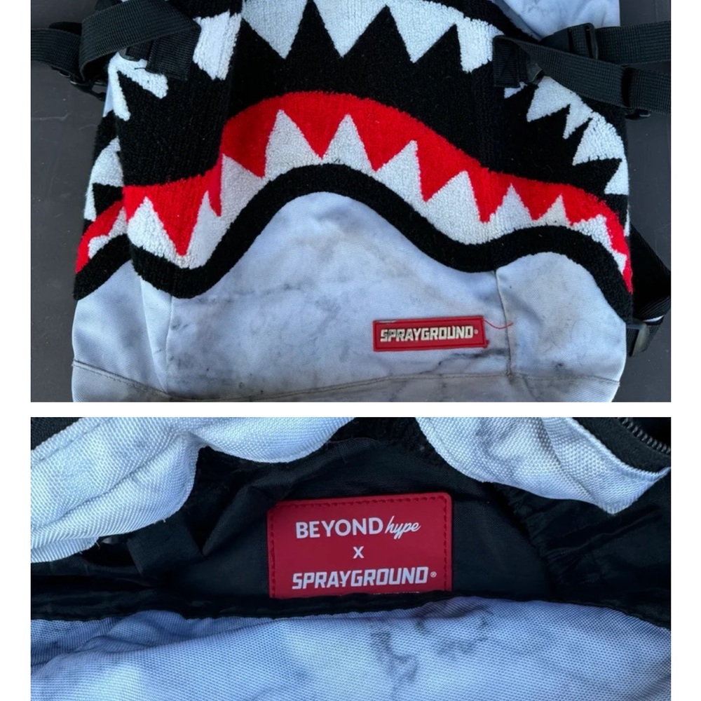 Pre-owned Sprayground Red and Black Shark Backpack